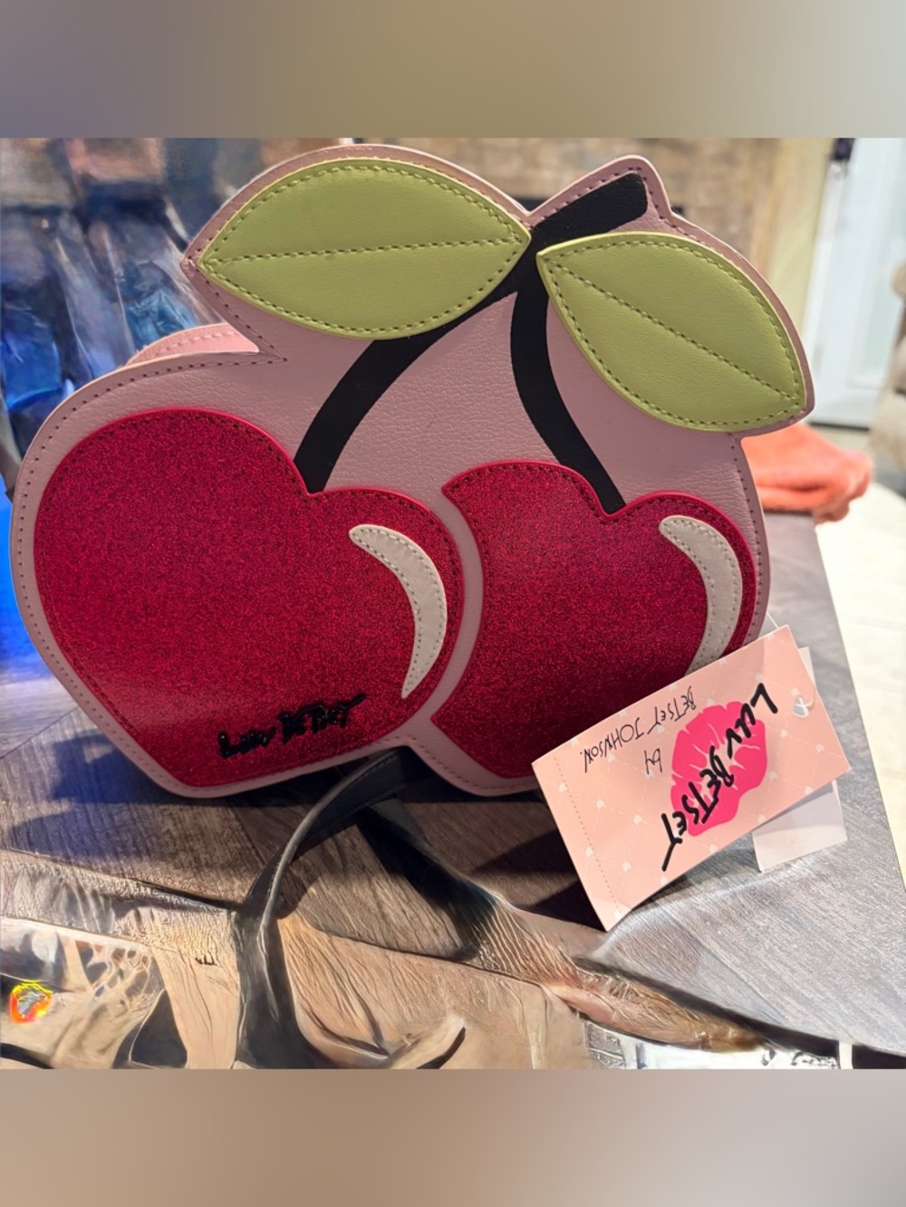 Cherry Crossbody Bag in Pink, Red & Green